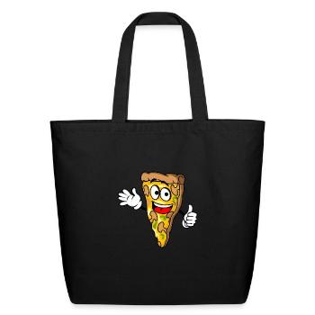 Cartoon Pizza Slice - Eco-Friendly Cotton Tote - black - Front