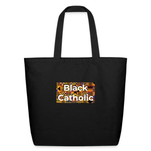 Kente Black Catholic Tee - Eco-Friendly Cotton Tote