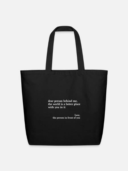 Dear You Behind Me: Love Note Typography - Eco-Friendly Cotton Tote - black