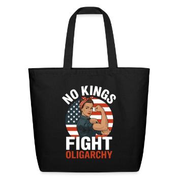 no_kings_fight_oligarchy - Eco-Friendly Cotton Tote - black - Front