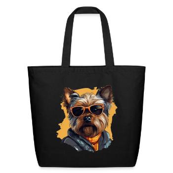 Urban Tinker: Streetwise Yorkshire Terrier Vibes - Eco-Friendly Cotton Tote - black - Front