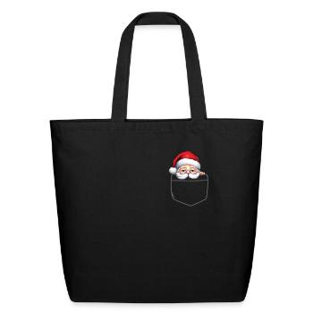 Reindeer Pocket Funny XMas Santa Claus - Eco-Friendly Cotton Tote - black - Front