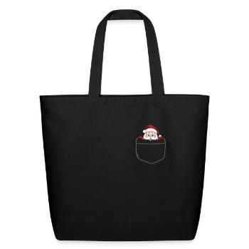Reindeer Pocket Funny XMas Santa Claus - Eco-Friendly Cotton Tote - black - Front