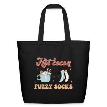 Hot Cocoa and Fuzzy Socks Cozy - Eco-Friendly Cotton Tote - black - Front