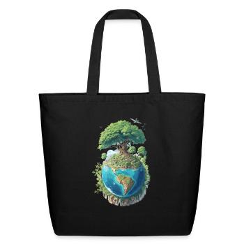 ecological planet earth - Eco-Friendly Cotton Tote - black - Front