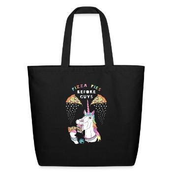 Pizza Pies Before Guys Unicorn Outline - Eco-Friendly Cotton Tote - black - Front