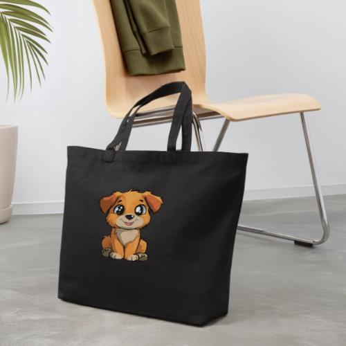 Cute Sitting Puppy Cartoon with Big Eyes - Eco-Friendly Cotton Tote