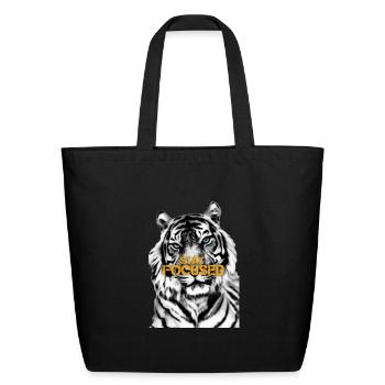 Tiger Motivation - Stay Focused - Eco-Friendly Cotton Tote - black - Front