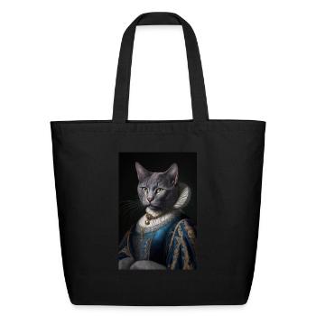 Russian Blue Cat Breed Portrait Royal Renaissance - Eco-Friendly Cotton Tote - black - Front