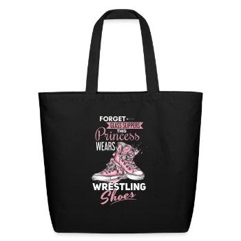 Funny Wrestling Wrestling Saying Design - Eco-Friendly Cotton Tote - black - Front