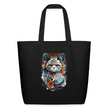 Cut Cat Art - Eco-Friendly Cotton Tote - black - Front