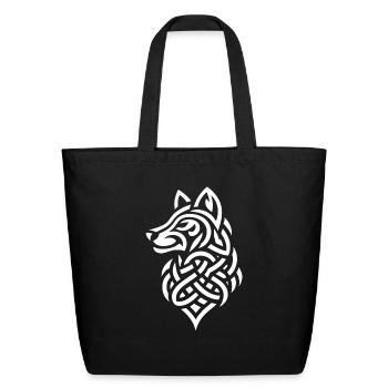 Celtic wolf - Eco-Friendly Cotton Tote - black - Front