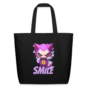 "Smile" Funny Design for Every Occasion - Eco-Friendly Cotton Tote - black - Front