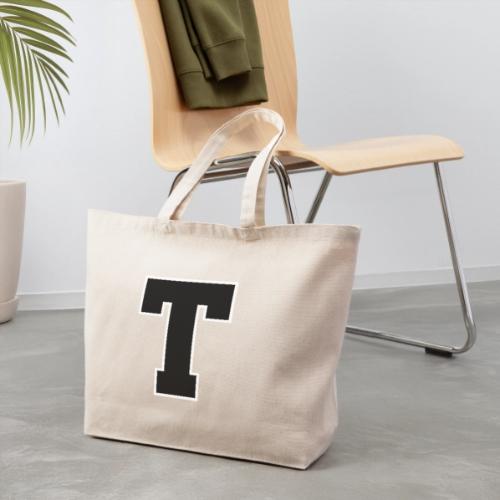 Varsity Letter T Athletic Font Design - Eco-Friendly Cotton Tote