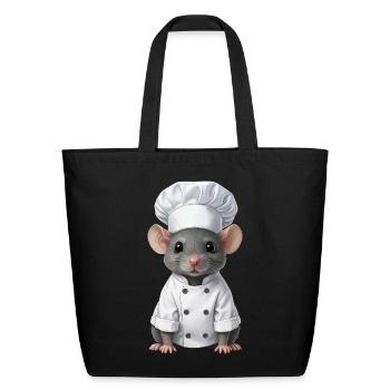 Cute rat cook restaurant food waiter - Eco-Friendly Cotton Tote - black - Front