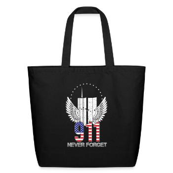 911 Never forget wings - Eco-Friendly Cotton Tote - black - Front