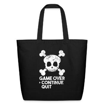 Gamer Skull Savepoint Restart Funny Gaming - Eco-Friendly Cotton Tote - black - Front