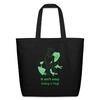 It Ain t Easy Being A Yogi - Eco-Friendly Cotton Tote - black - Front