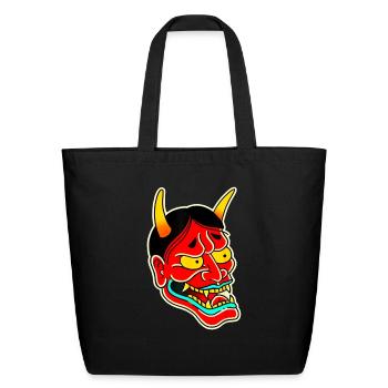 Traditional Hannya Mask Flash - Eco-Friendly Cotton Tote - black - Front