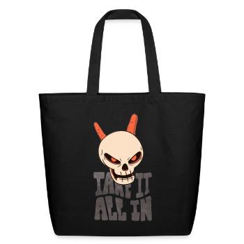 Skull Horns Take It All In - Eco-Friendly Cotton Tote - black - Front