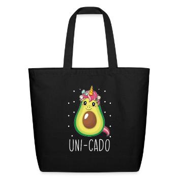 Uni Cado Unicorn Lovers Avocado Lovers Funny - Eco-Friendly Cotton Tote - black - Front