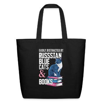 Easily Distracted By Russian Blue - Eco-Friendly Cotton Tote - black - Front