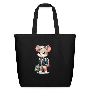 Cute Schoolboy Mouse - Eco-Friendly Cotton Tote - black - Front