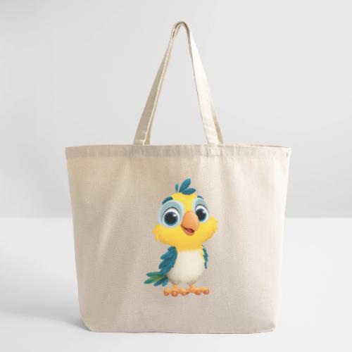 Playful Cartoon Parrot with Big Happy Eyes - Eco-Friendly Cotton Tote