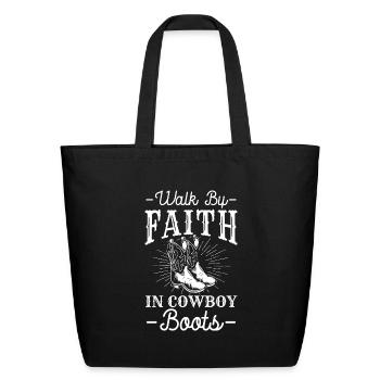 Cowboy Western Revolver - Eco-Friendly Cotton Tote - black - Front