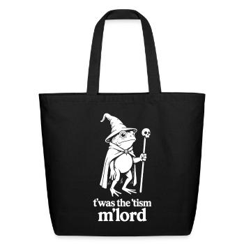 T'was The 'Tism M'Lord Frog Wizard - Eco-Friendly Cotton Tote - black - Front