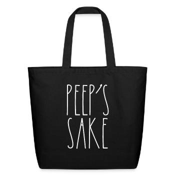 Peep's Sake White Rae Dunn Inspired Minimalist - Eco-Friendly Cotton Tote - black - Front