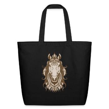 Horse Head Design - Eco-Friendly Cotton Tote - black - Front