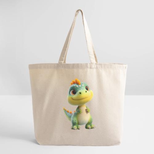 Playful 3D Baby Dinosaur - Eco-Friendly Cotton Tote