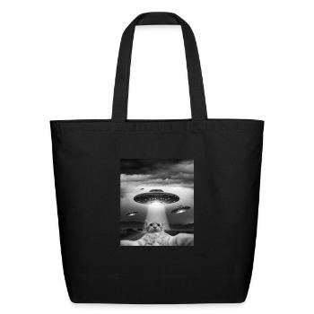 Cat Selfie With UFOs - Eco-Friendly Cotton Tote - black - Front