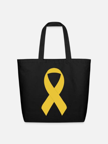 Yellow Support Ribbon - Eco-Friendly Cotton Tote - black