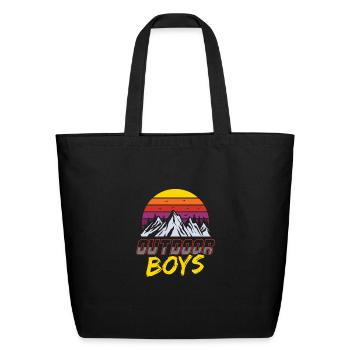 Outdoor Boys Hiking Scouting Camping Adventure - Eco-Friendly Cotton Tote - black - Front