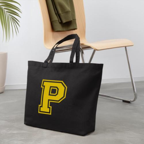 Letter P – Capital Athletic Alphabet Monogram - Eco-Friendly Cotton Tote