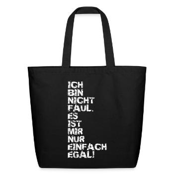 Lazy I Don’t Care German Design - Eco-Friendly Cotton Tote - black - Front