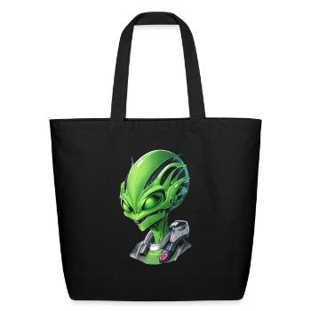 Alien Portrait: Fascinating Face from Another - Eco-Friendly Cotton Tote - black - Front