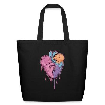 Valentine's Day, Cartoon Anatomical Heart - Eco-Friendly Cotton Tote - black - Front