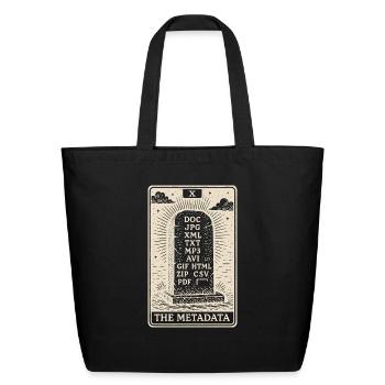 The Metadata – Tarot Card for File Hoarders - Eco-Friendly Cotton Tote - black - Front