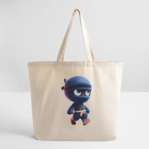 Playful Cartoon Baby Ninja Walking Happily - Eco-Friendly Cotton Tote