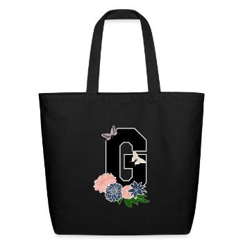 letter G - Eco-Friendly Cotton Tote - black - Front