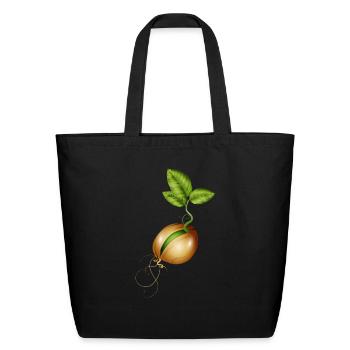 germinating small seed in the ground - Eco-Friendly Cotton Tote - black - Front
