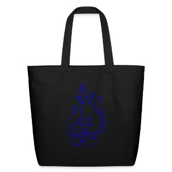 Cat And Dog Blue - Eco-Friendly Cotton Tote - black - Front
