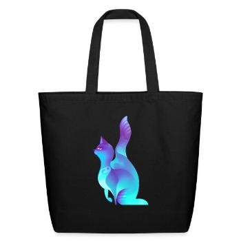 cat stylized abstract blue - Eco-Friendly Cotton Tote - black - Front