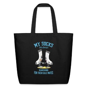 Funny Lost Socks Laundry Pun - Eco-Friendly Cotton Tote - black - Front