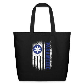 Paramedic USA Flag - Eco-Friendly Cotton Tote - black - Front