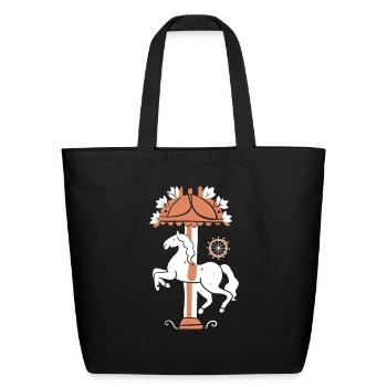 Carousel Horse Design Vector 2 Colors - Eco-Friendly Cotton Tote - black - Front