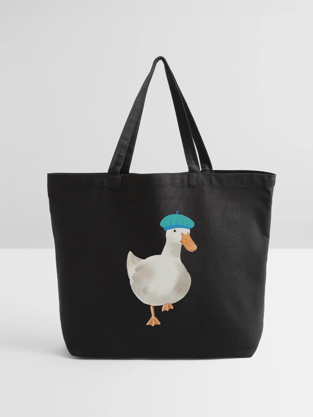 Ducky - Eco-Friendly Cotton Tote - black - Front
